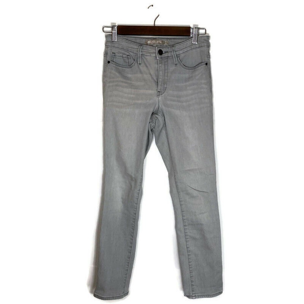 Athleta Sz 0 Sculptek Skinny Crop Jeans Kenai Wash Light Gray